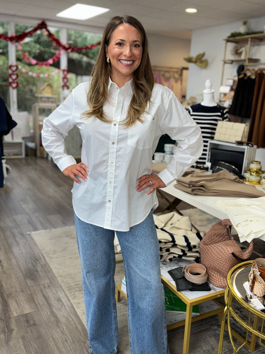 Molly Bracken - Power Button Down - White - KJ Clothier