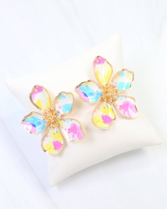 Monett Flower Post Earring - Multi - KJ Clothier