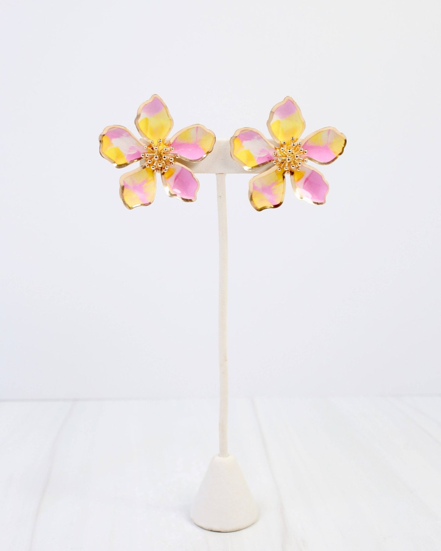 Monett Flower Post Earring - Pink - KJ Clothier