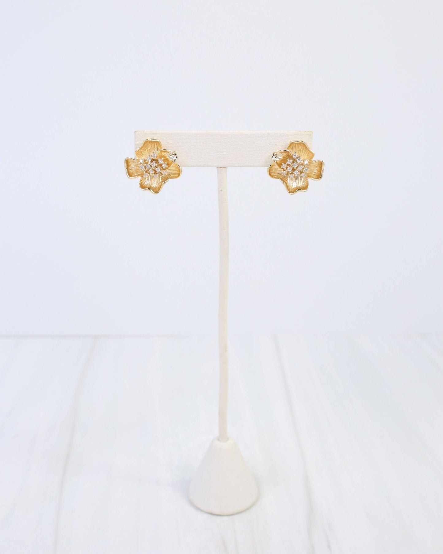 Mount Holly CZ Flower Earring WR - Gold - KJ Clothier