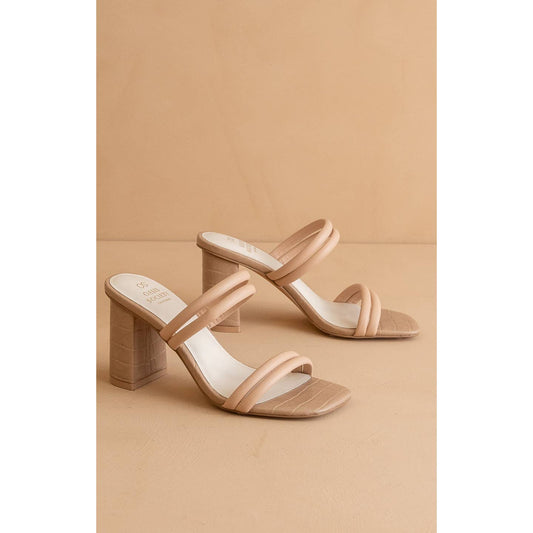 Oasis Society - The Angela Nude | Strappy Aligator Block Heel - KJ Clothier