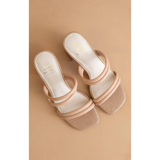 Oasis Society - The Angela Nude | Strappy Aligator Block Heel - KJ Clothier