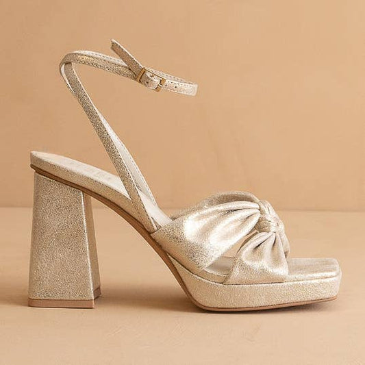 Oasis Society - The Zoey Light Gold | Knotted Band Platform Heel - KJ Clothier