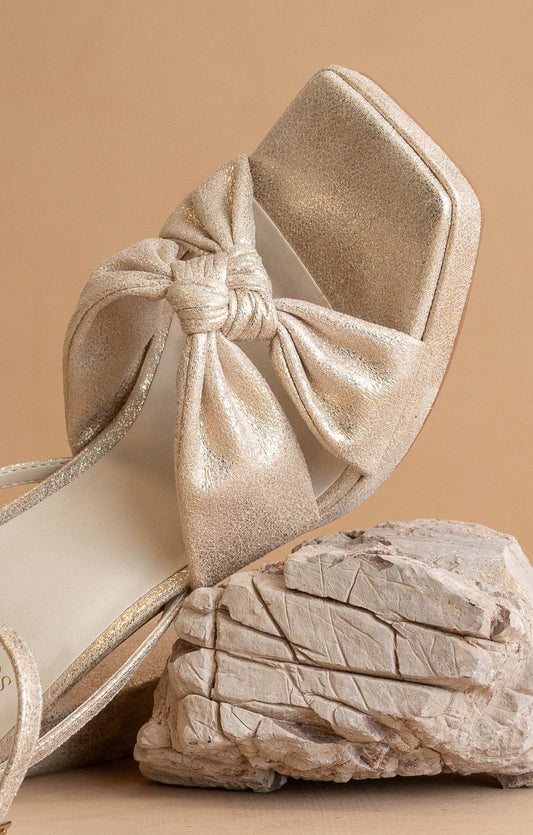 Oasis Society - The Zoey Light Gold | Knotted Band Platform Heel - KJ Clothier