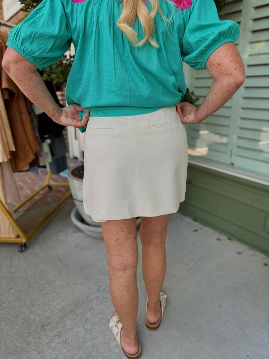 Overlay Skort - Beige - KJ Clothier