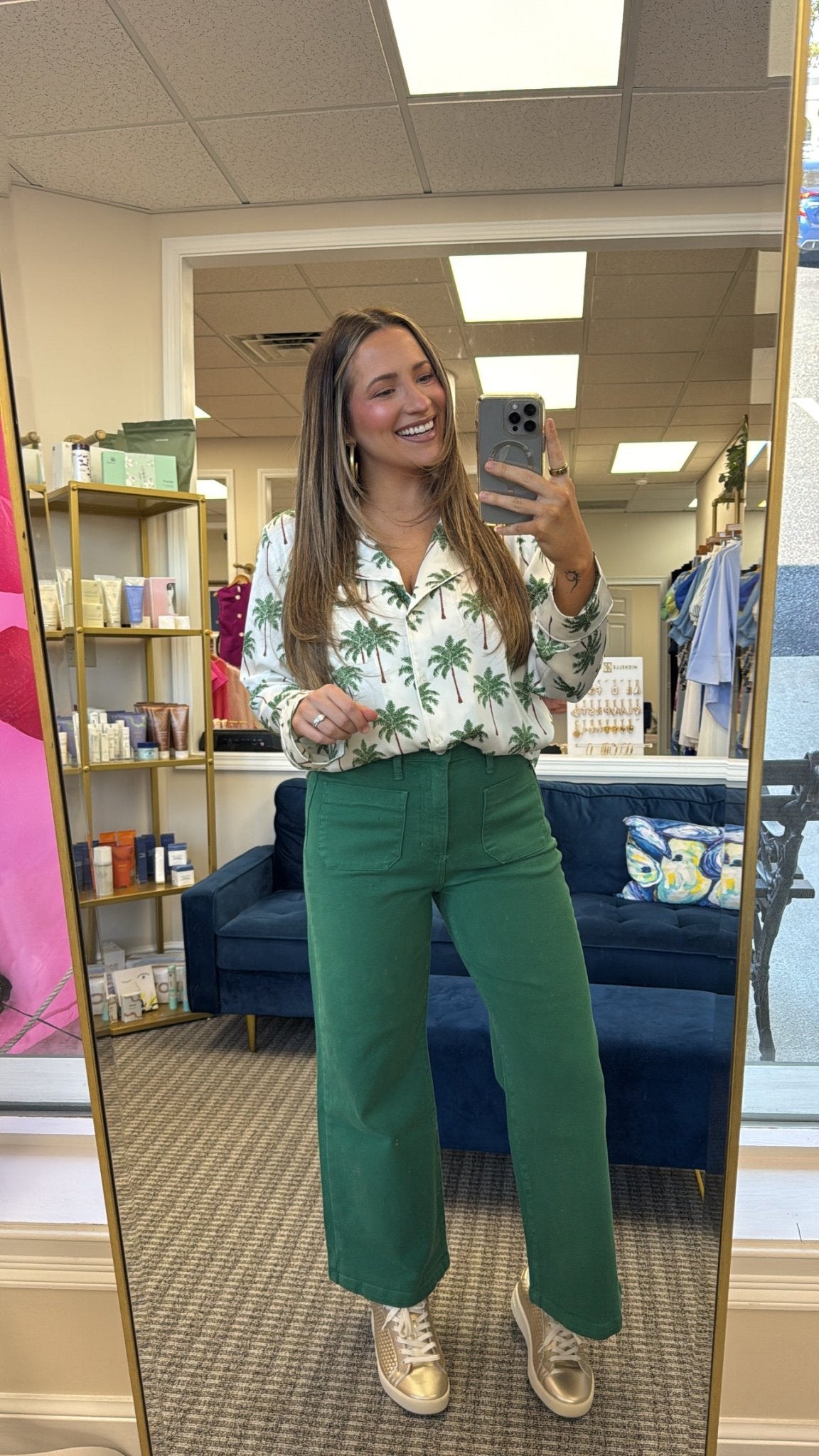 Patch Pocket Jeans - Green - KJ Clothier