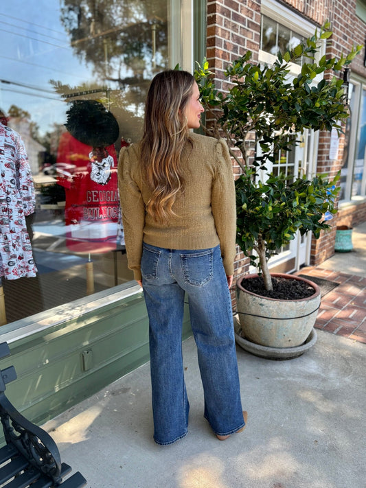 Presley Puff Sleeve Sweater - Olive - KJ Clothier