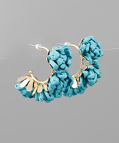 Raffia Flower Hoops - KJ Clothier