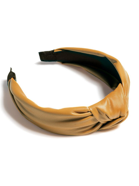 Shira Leah - Knotted Faux Leather Headband - Sunflower - KJ Clothier