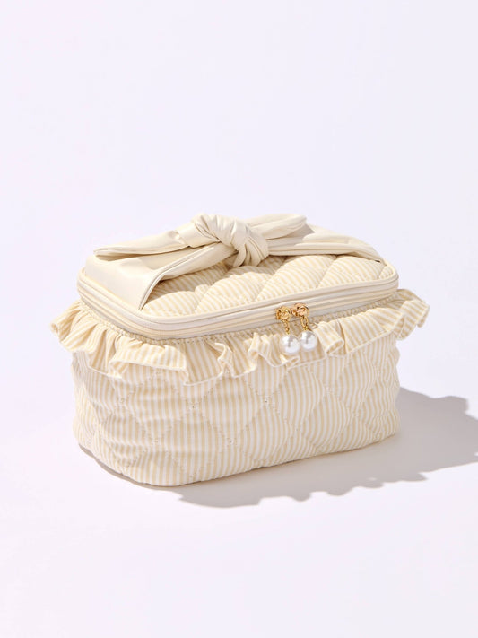 Shiraleah - Ruffle Cosmetic Case - Ivory - KJ Clothier