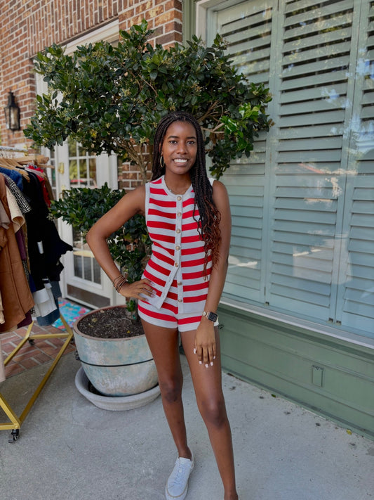Show Me Your MuMu - Devin Tank - Red Stripe Delight Knit - KJ Clothier
