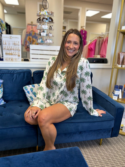Show Me Your MuMu - Favorite PJ Set - Palm Tree Silky - KJ Clothier