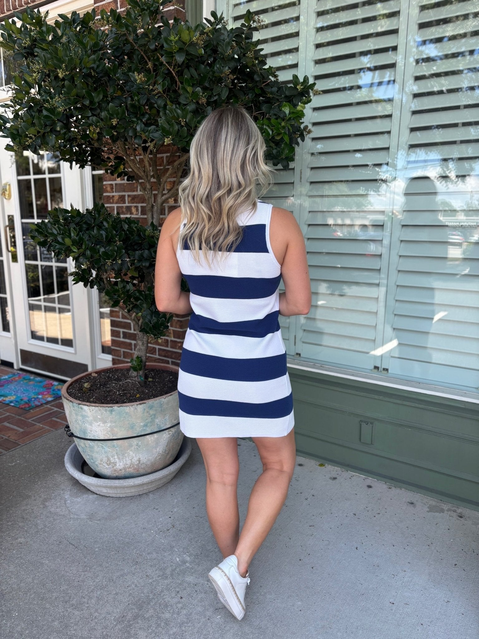 Show Me Your MuMu - Zoe Button Down Dress - Sailor Blue Stripe Knit - KJ Clothier