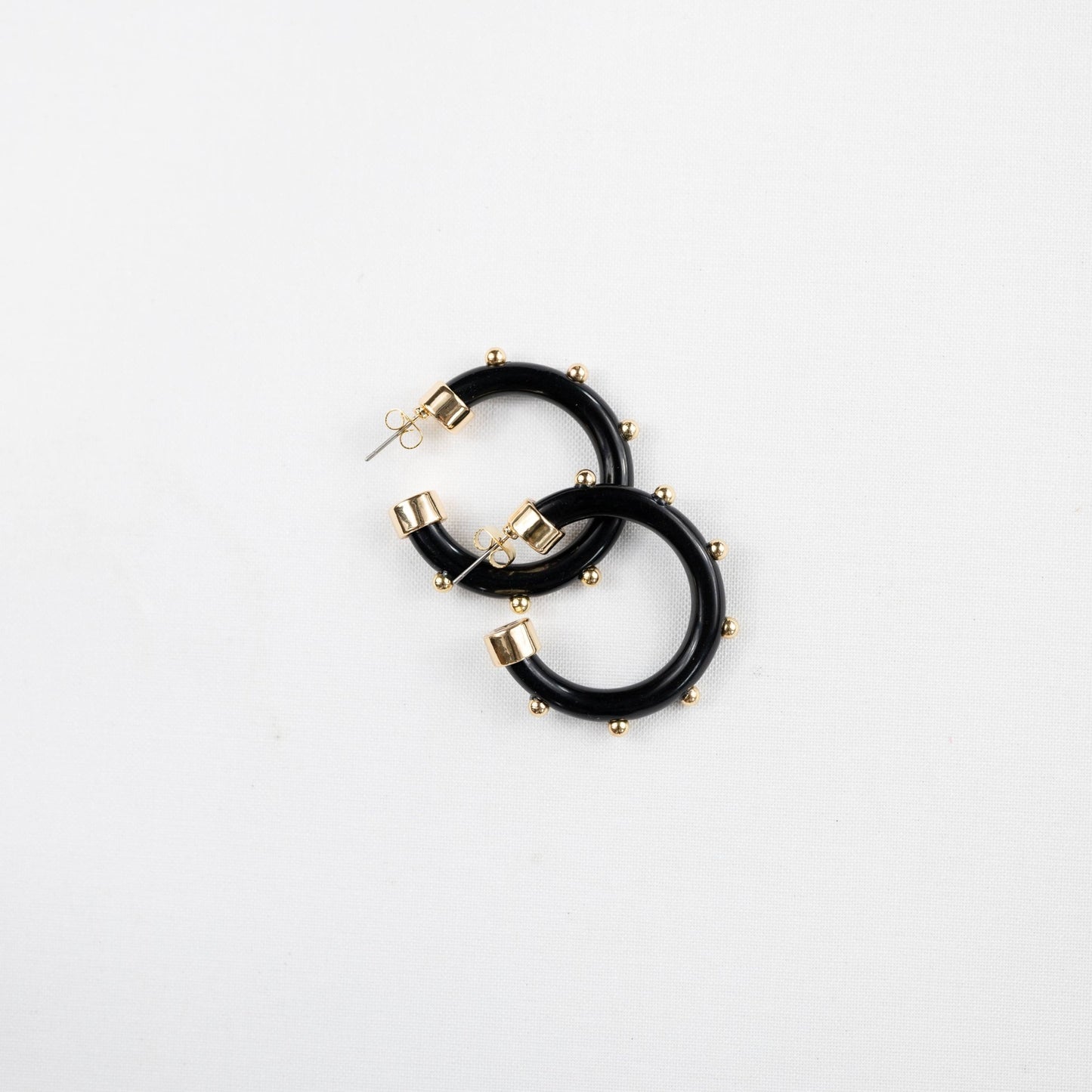 Small Acrylic Hoop Earrings - Black with Gold - KJ Clothier
