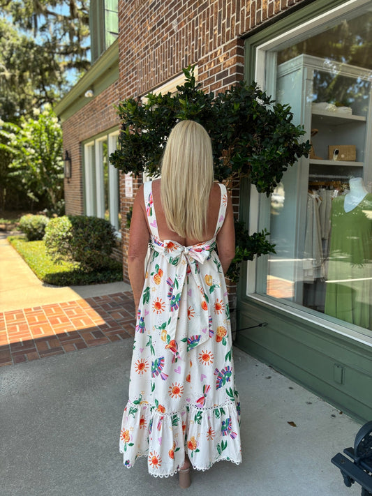 St. Tropez Dress - Cream Multi - KJ Clothier
