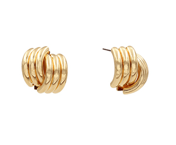 Textured Knot Stud Earrings - Gold - KJ Clothier