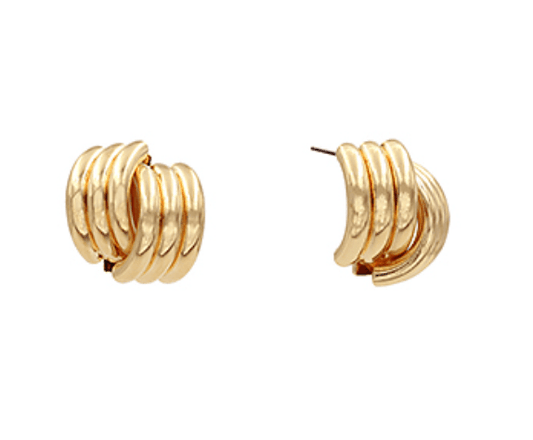 Textured Knot Stud Earrings - Gold - KJ Clothier