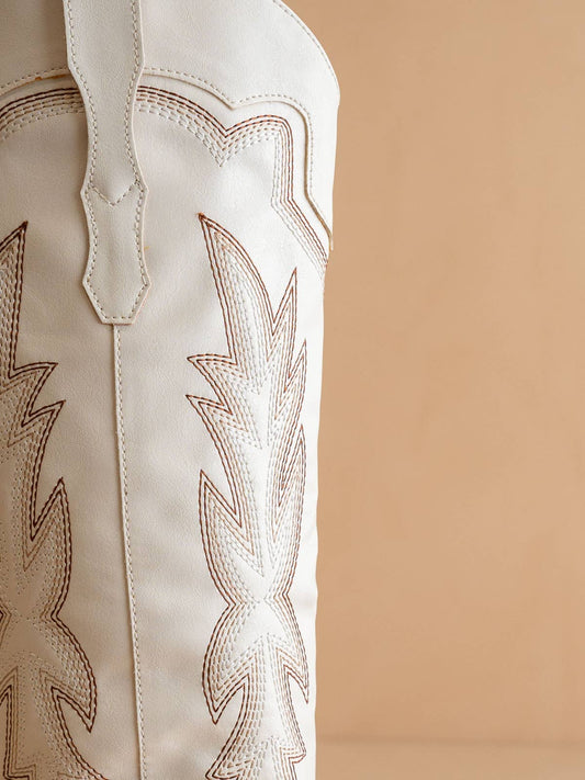 The Ainsley White | Embroidered Cowboy Western Boot - KJ Clothier