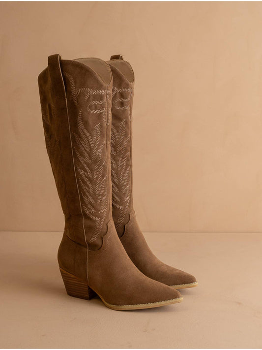 The Samara Brown | Embroidered Western Tall Boot - KJ Clothier