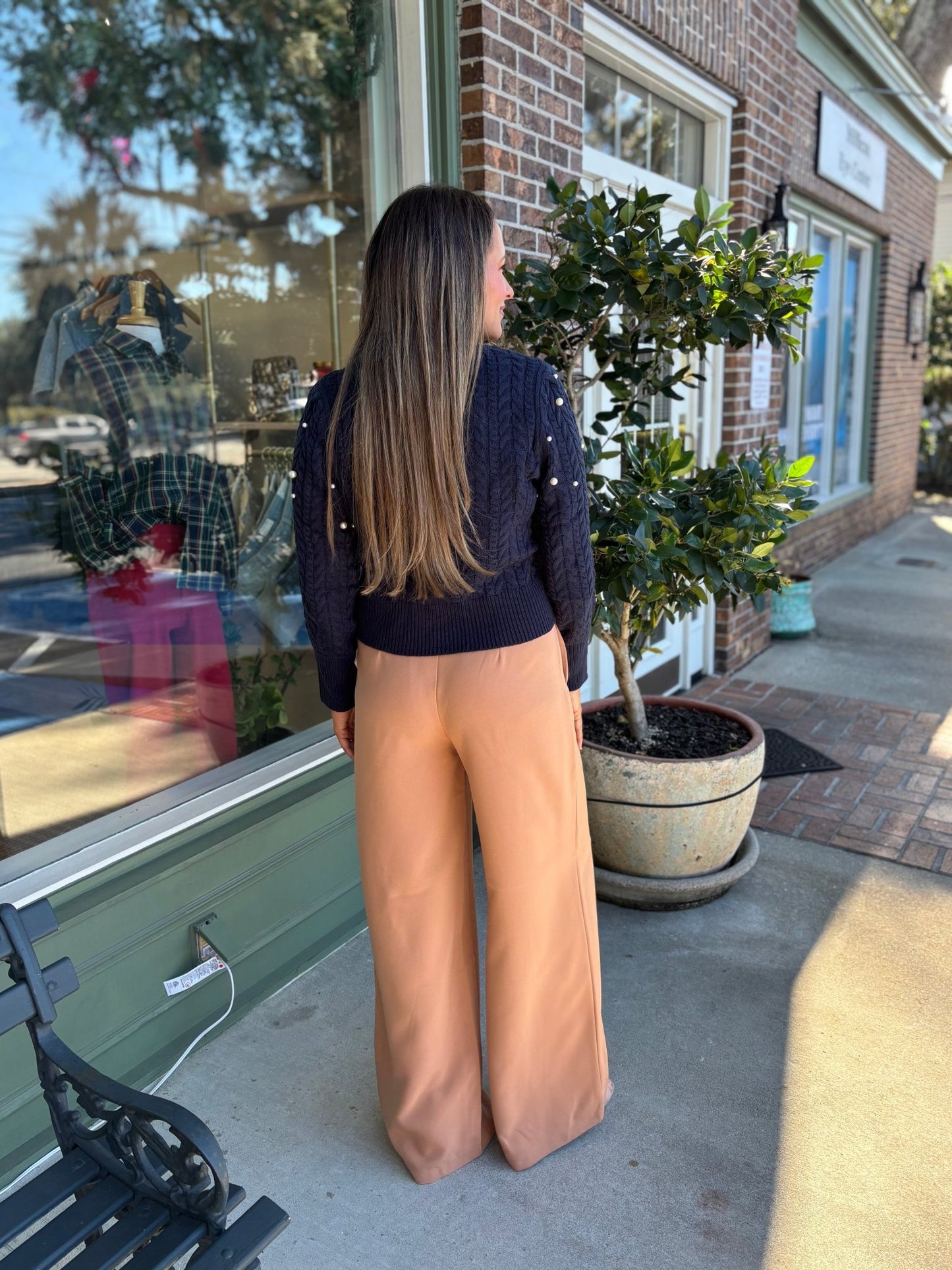 Toxey Pearl Round Neck Sweater - Navy - KJ Clothier