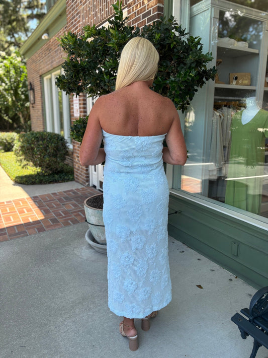 Turks Mesh Strapless Dress - Blue - KJ Clothier