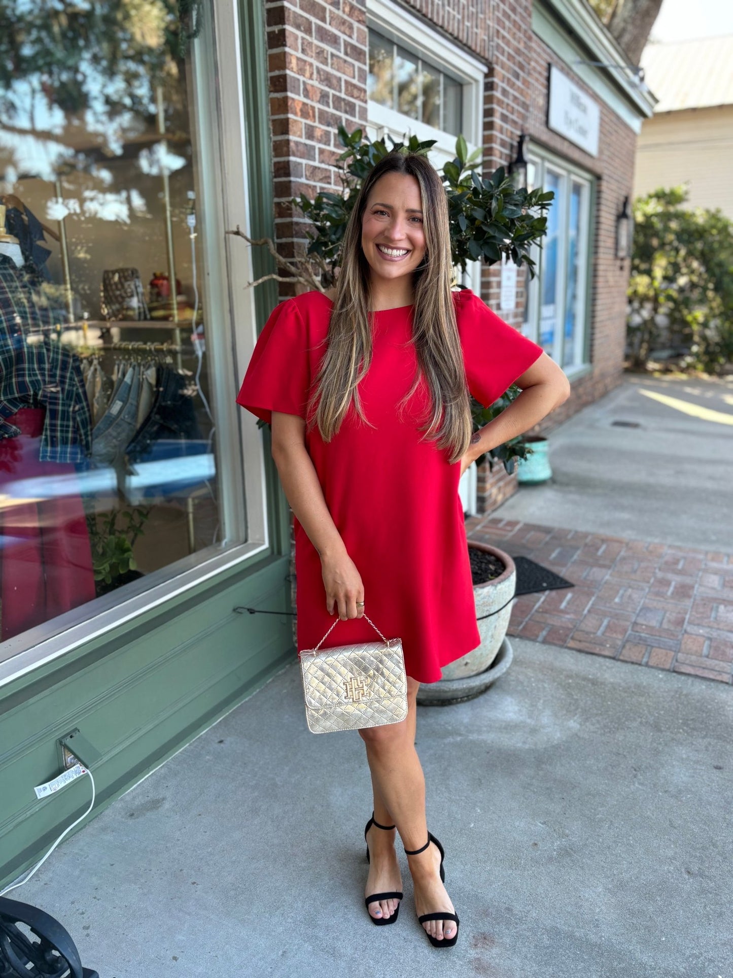 Urania Bow Shift Mini Dress - Red - KJ Clothier