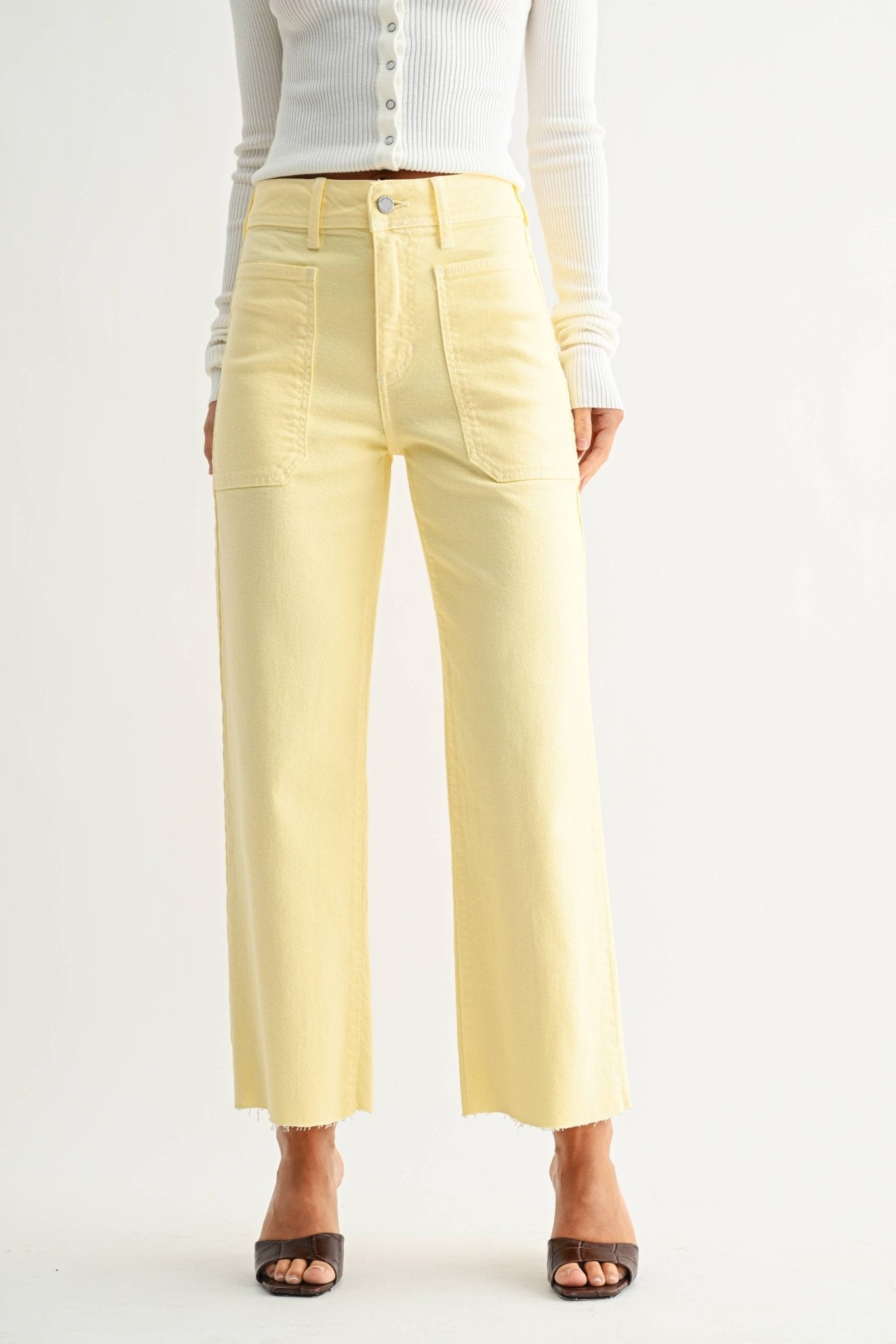 Utility Wide Leg Denim - Butter Yellow - KJ Clothier