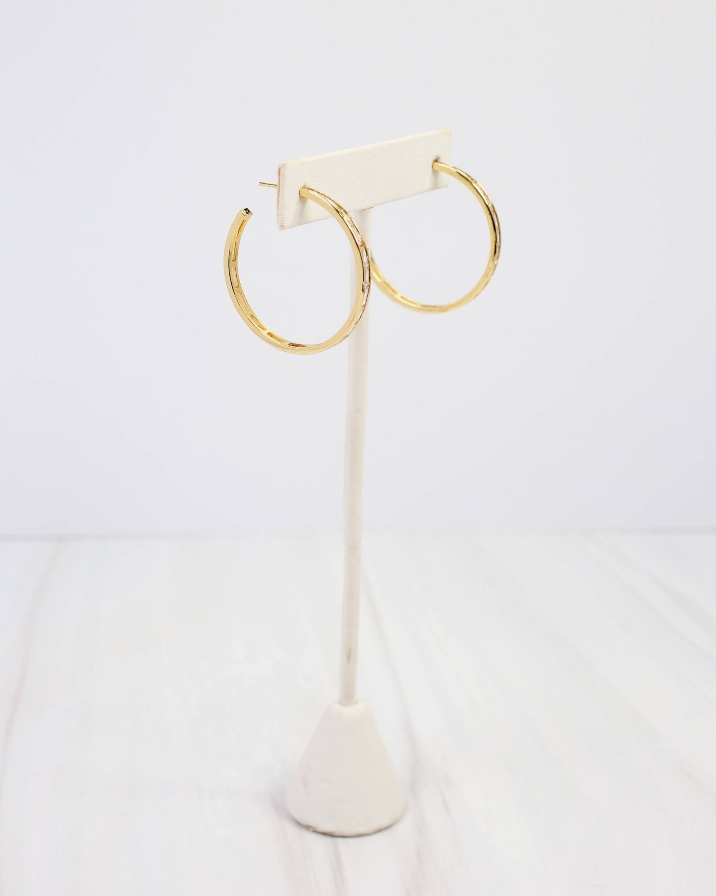 Westfield CZ Lined Hoop Earring - Gold - KJ Clothier