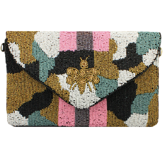 Colorblock Bee Beaded Clutch - 3 colors