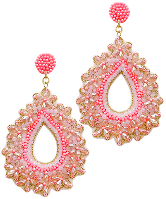 Beaded Floral Teardrop Earrings - KJ Clothier