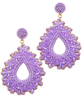 Beaded Floral Teardrop Earrings - KJ Clothier
