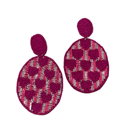 Full Heart Earrings - Pink - KJ Clothier