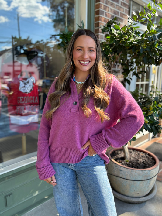 Free People - Trading Up Polo - Magenta Haze Melange