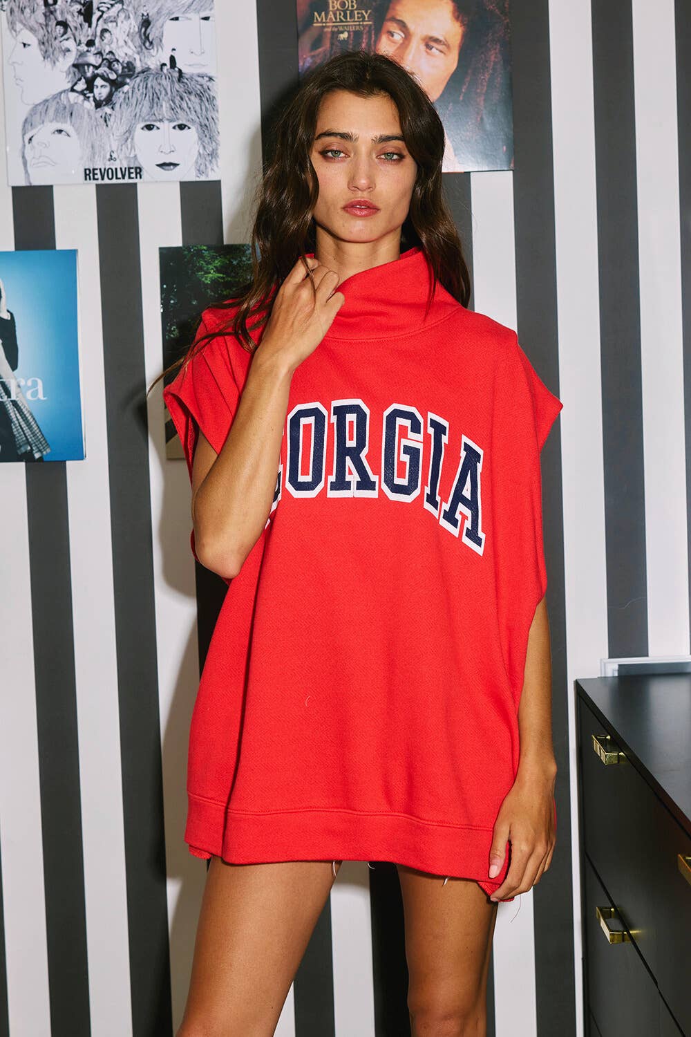 GEORGIA Mock Neck Muscle Sweatshirt