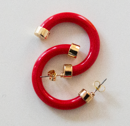 Lightweight Hypoallergenic Small Hoop Earrings - Red