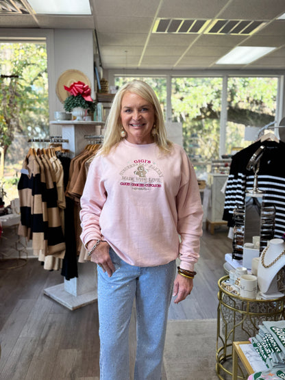 PRE-ORDER: Gigi's Gingerbread Bakery Sweatshirt - Baby Pink