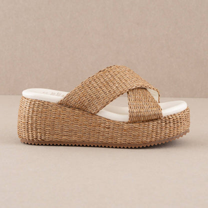 Oasis Society - The Fresno Camel Raffia Platform Sandal