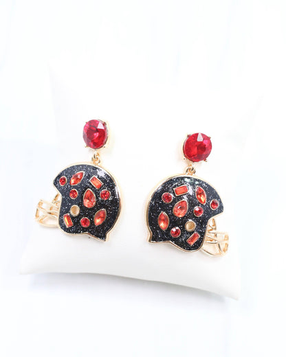 Halsey Helmet Earring Black Red: Default