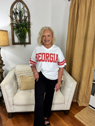 GEORGIA Oversized V-Neck Tee - White