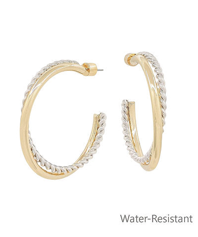 Two Toned Twisted Hoops