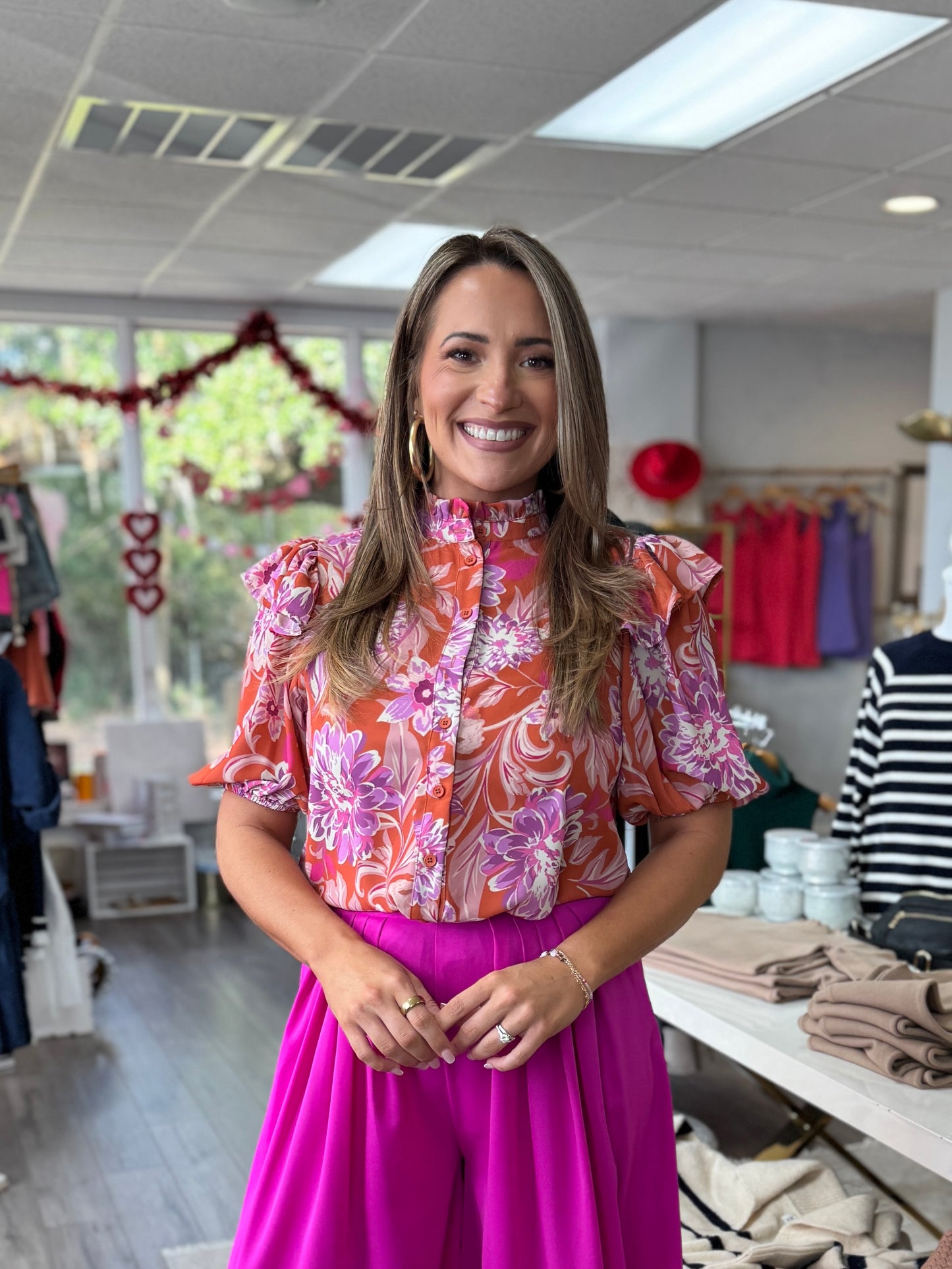 Jasmine Top - Rust Floral