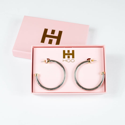 Lightweight Large Hoop Earrings - Silver & Gold Mixed Metal