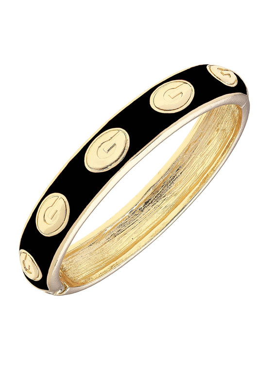 Georgia Bulldogs Sculpted Enamel Logo Hinge Bangle in Black: Black