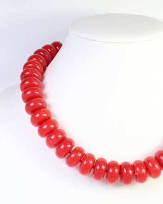 Pipestone Marble Beaded Necklace - Red