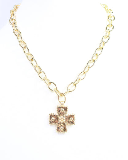 Murray Cross Charm Necklace - Gold