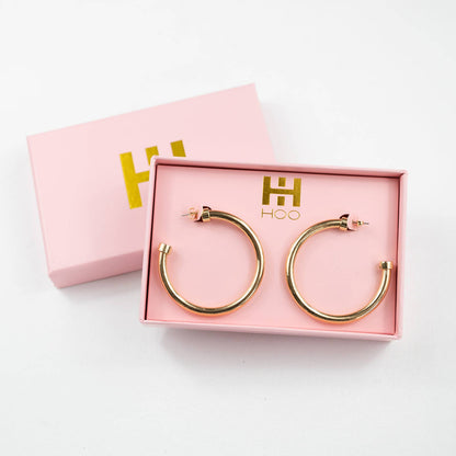 Lightweight Large Hoop Earrings - Gold