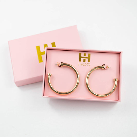 Lightweight Large Hoop Earrings - Gold