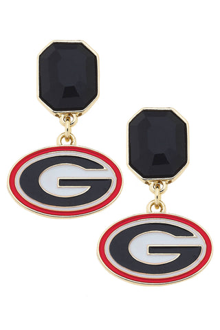 Georgia Bulldogs Rhinestone Enamel Logo Earrings