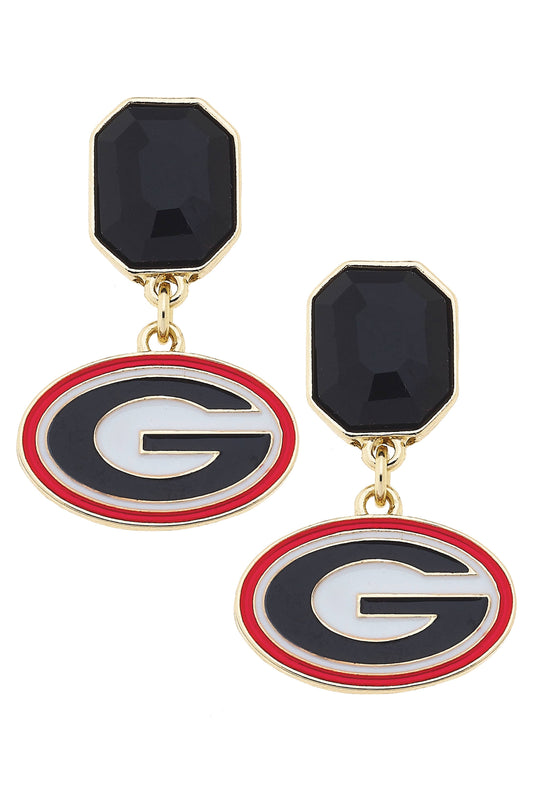 Georgia Bulldogs Rhinestone Enamel Logo Earrings