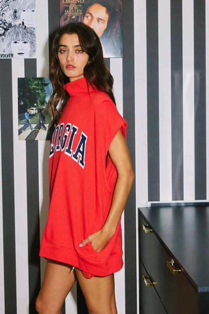GEORGIA Mock Neck Muscle Sweatshirt